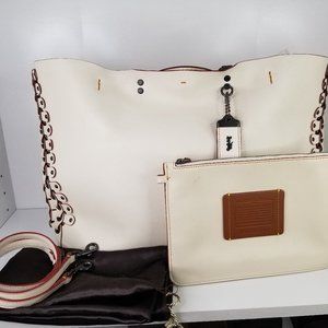 Auth Coach Rogue Tote w/ Leather Link